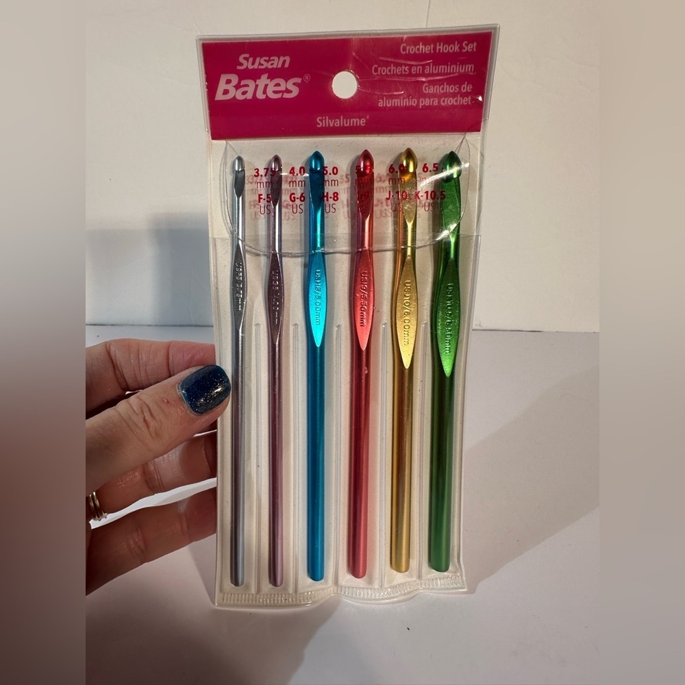 Susan Bates Silvalume Crochet Hook Set F-K 3.75mm 4.0mm 5.0mm 5.5mm 6.0mm 6.5mm